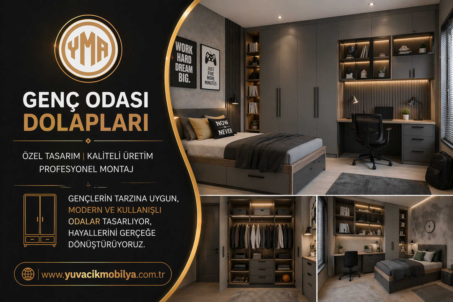Kocaeli İzmit Yuvacık Mobilya Genç Odası Dolapları